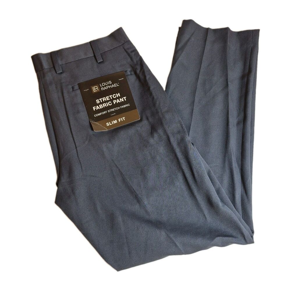 Louis Raphael Men's Comfort Stretch Pants Size 34W x 30L Slim Fit Gray